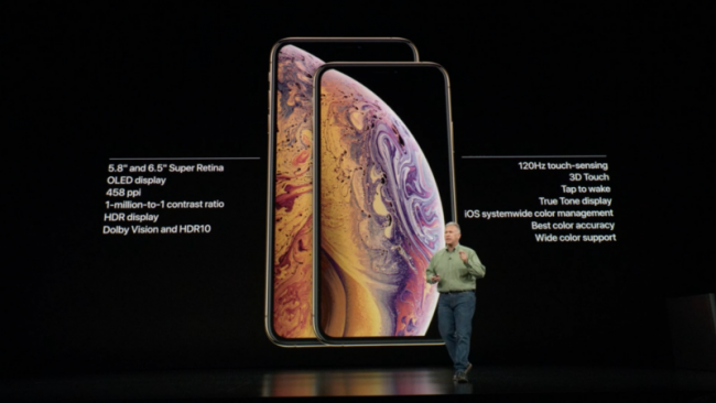  Les nouveaux iPhone Xs et Xs Max sont équipés d’écran OLED © Apple