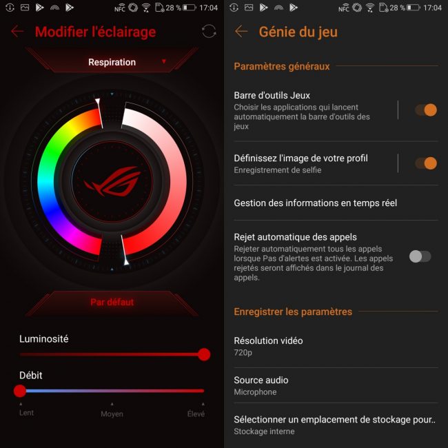 Android 8.1 + surcouche Asus ROG Gaming Mode X