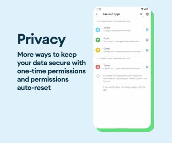 Android 11 vie privée