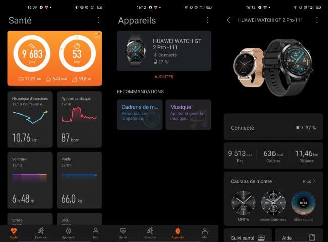Huawei Health avec la Huawei Watch GT 2 Pro