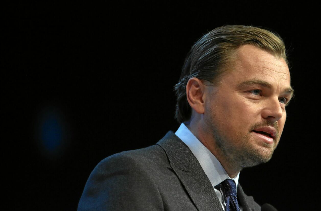 Leonardo DiCaprio aux Crystal Awards, avant l'ouverture du Forum économique mondial de de Davos (2016)