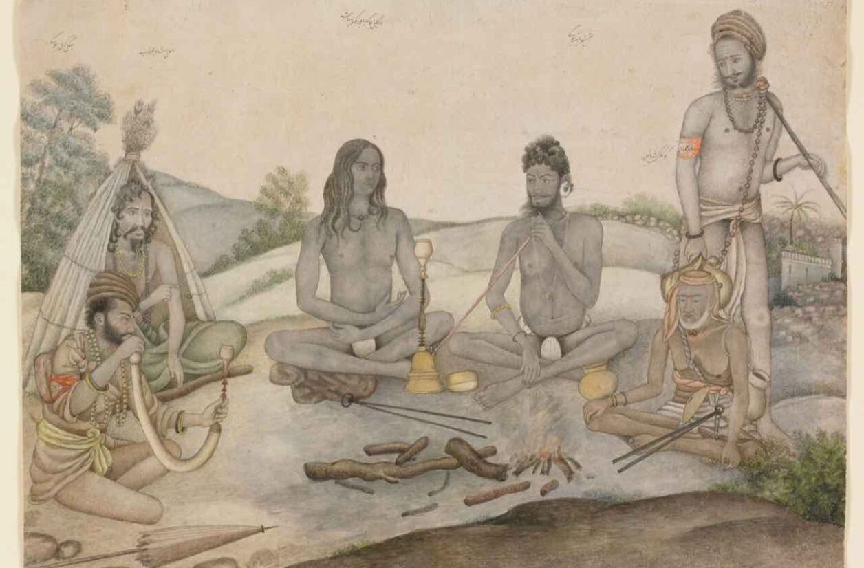 Réunion d’ascètes et de yogis autour d’un feu,
attribué à Ghulam ‘Ali Khan ou un artiste de son cercle. Delhi (Inde), vers 1820-1825.