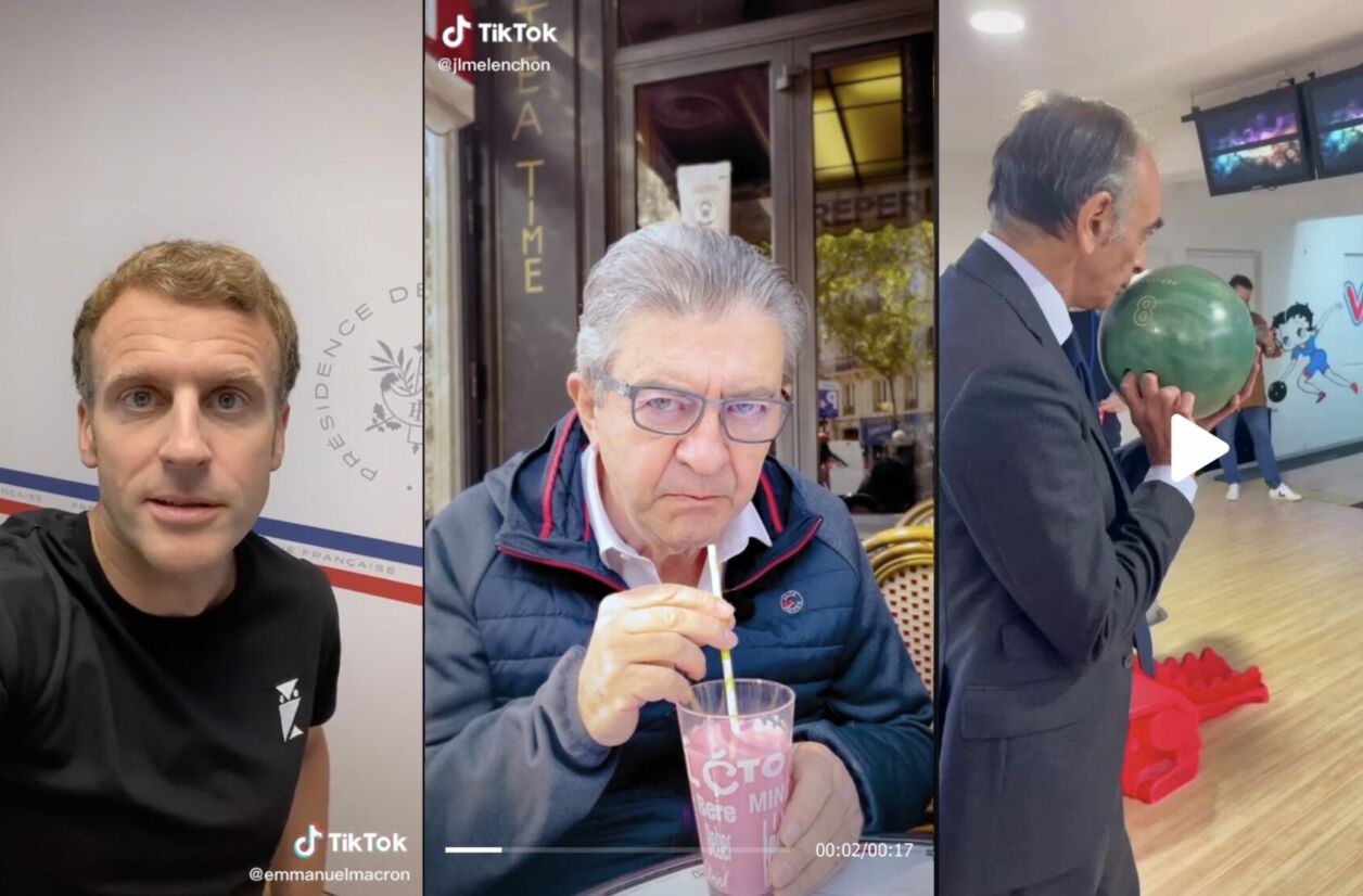 Emmanuel Macron, Jean-Luc Mélenchon et Éric Zemmour ont tous les trois un compte TikTok.