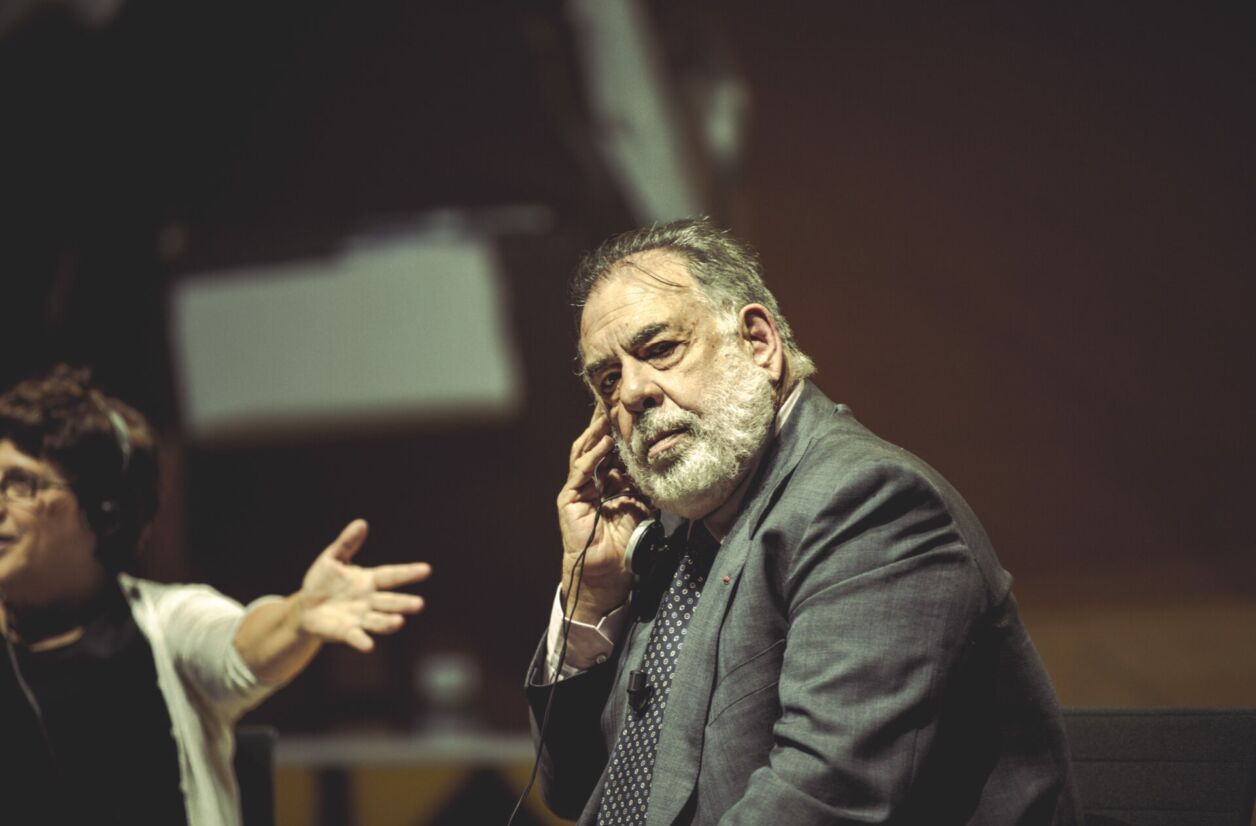 Francis Ford Coppola, réalisateur de "Le Parrain", lors d'une conférence à Milan (2015) 