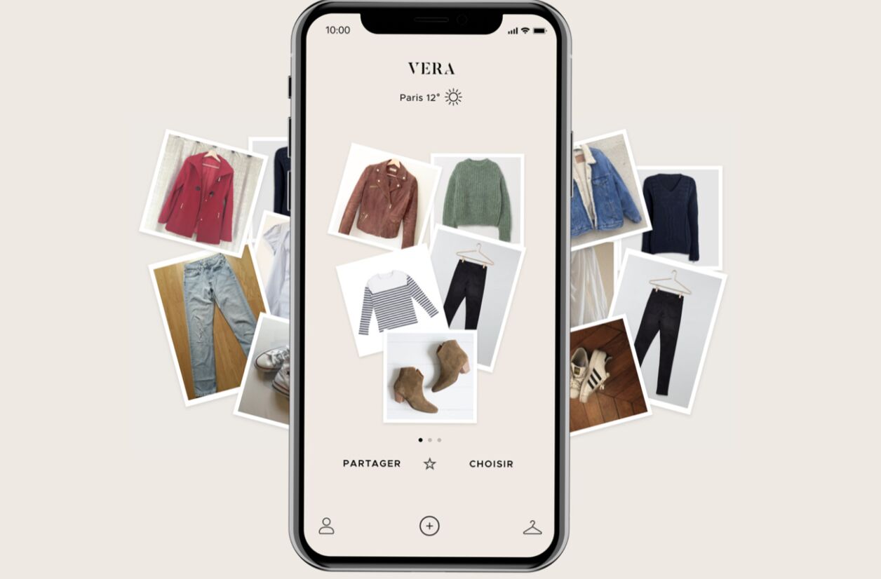 Le principe de VERA : enregistrer son dressing et laisser l'appli suggérer des tenues.