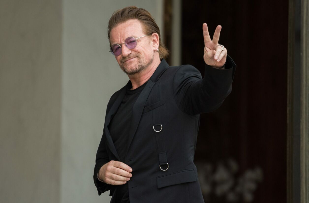 Bono, leader de U2, ici reçu à l'Élysée en 2017 pour parler de son organisation ONE