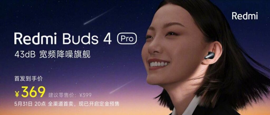 Les Redmi Buds 4 Pro proposent une ANC de 43 dB, le Bluetooth 5.3 et une large autonomie
