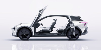 Une voiture au look futuriste.