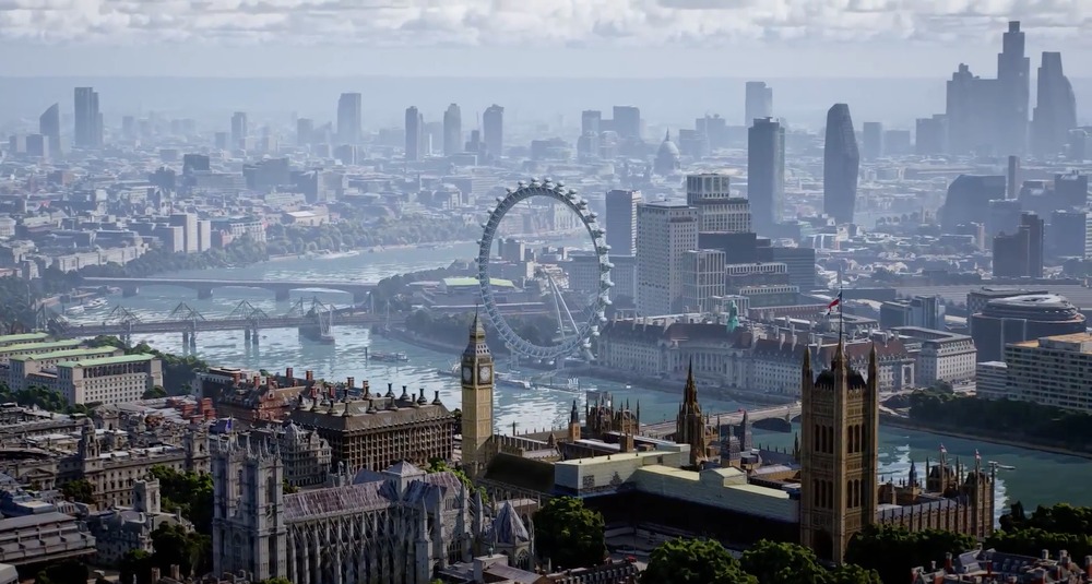 Une vue aérienne de Londres dans Google Maps