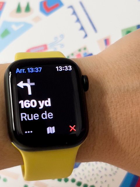 Aperçu de l'application Plans de l'Apple Watch.