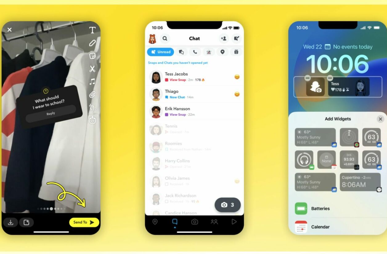 Snapchat inaugure également ses nouveaux widgets compatibles iOS 16.