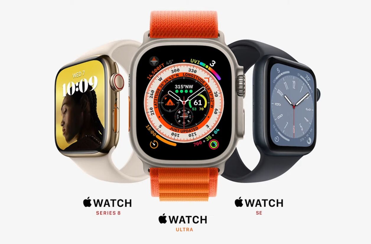 Le nouveau line-up de montres connectées d'Apple.