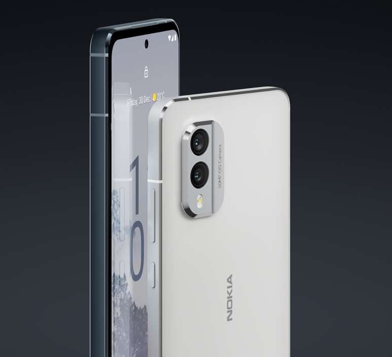 Le Nokia X30 dans sa version Ice White.