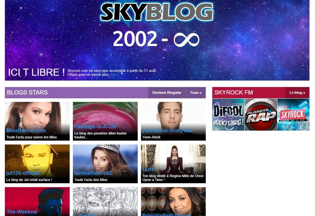 Skyblog est encore en activité 21 ans après sa création et a même regagné des utilisateurs avec la crise sanitaire. 