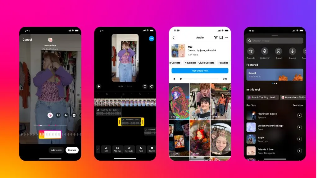 Instagram peut désormais accueillir jusqu'à 20 pistes audio dans les Reels