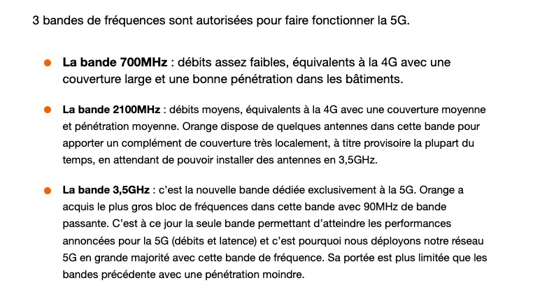 récap bandes 5G