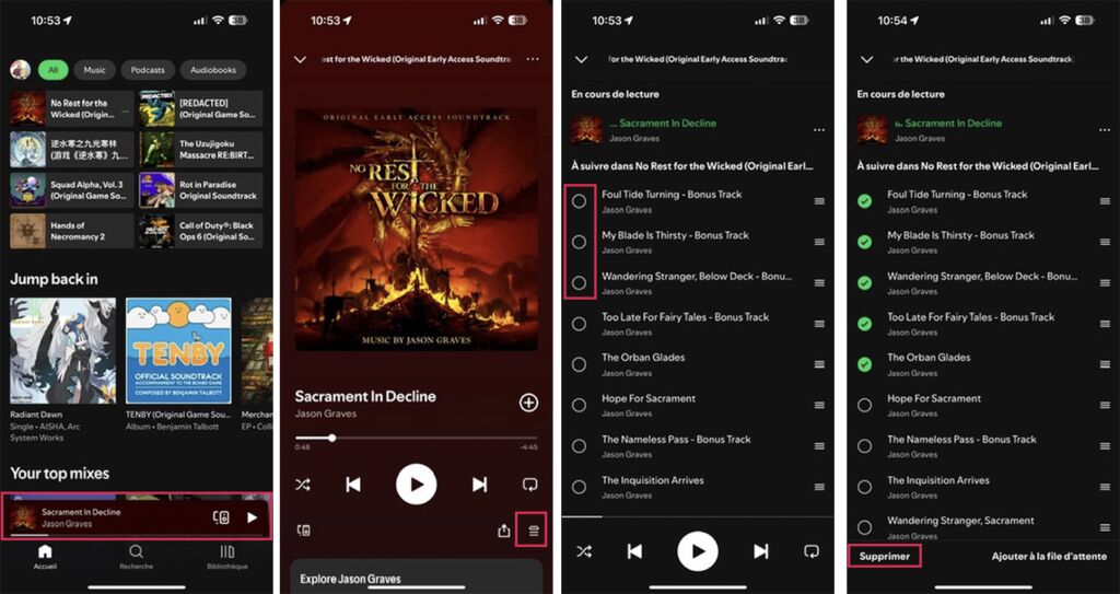 Spotify vider liste lecture smartphone