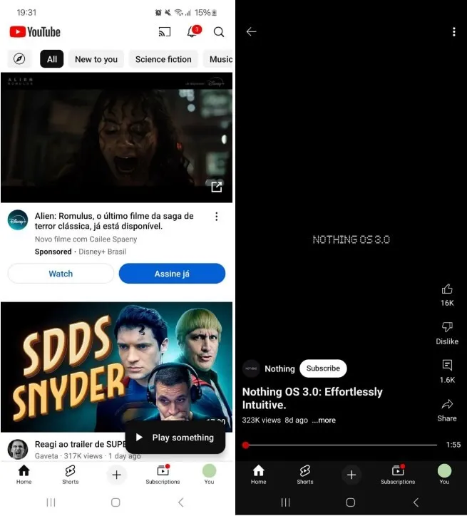 youTube play something interface