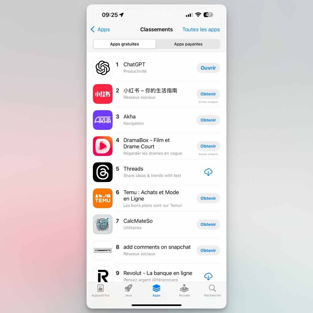 RedNote application app store français