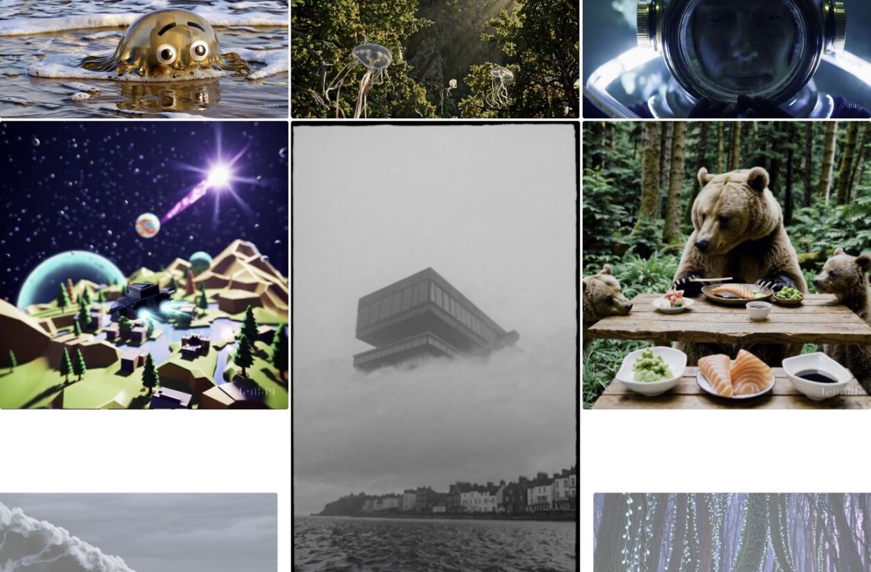 Galerie de vidéos générées par Sora, pour illustration.