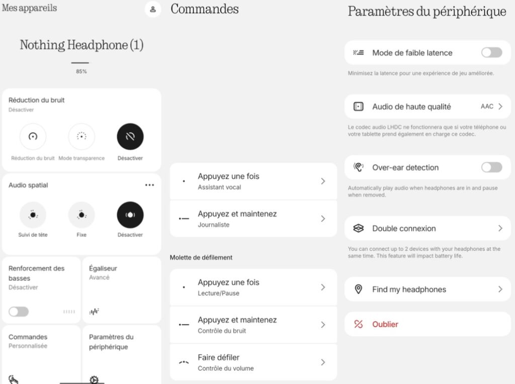 Nothing Headphone (1) prise en main test labo application dédiée