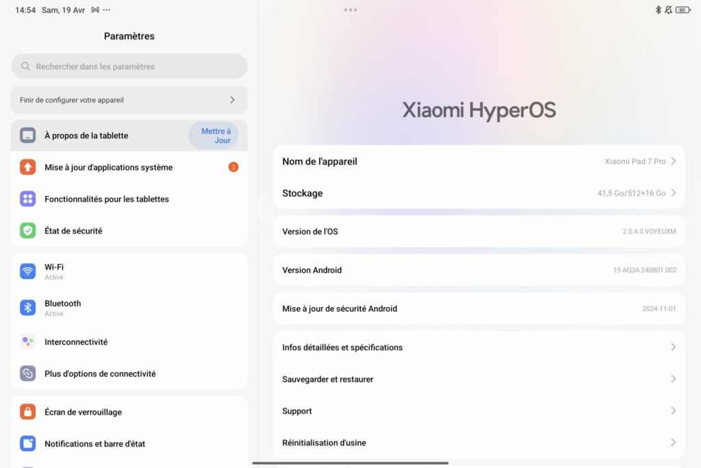 Xiaomi pad 7 Pro logiciel