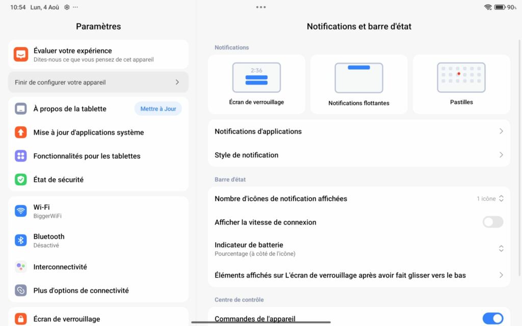 Prise en main Redmi pad 2 écran logiciel