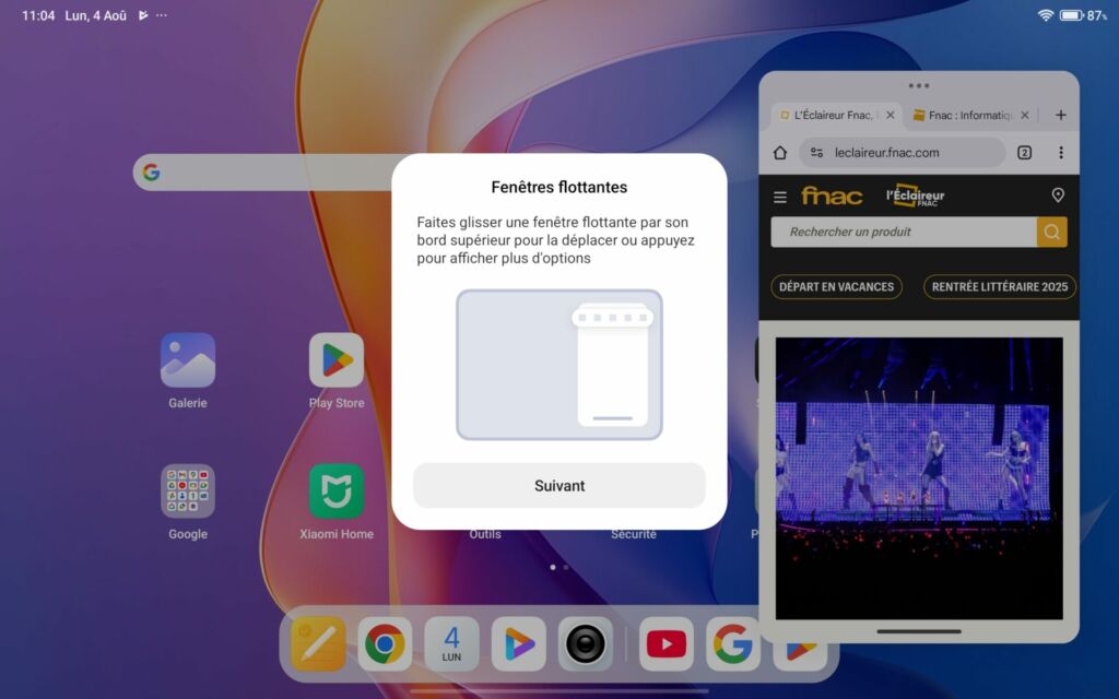 Prise en main Redmi pad 2 écran logiciel mutliscreen labo fnac