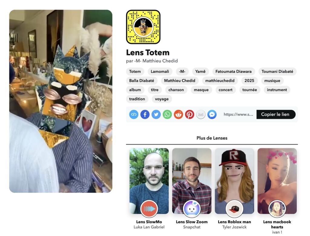 Matthieu Chedid (-M-) lance Totem, le 1er clip en réalité augmentée