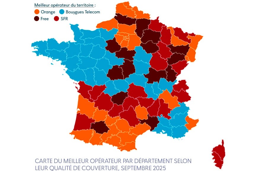 Couverture réseau france métropolitaine octobre 2025