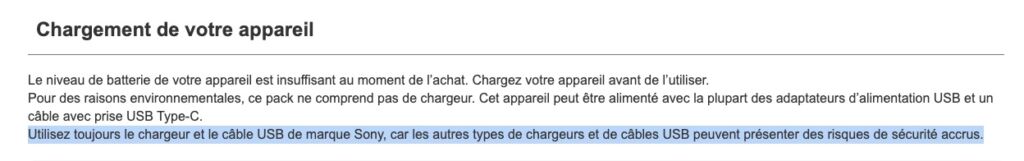 Sony Xperia 10 VII livré sans cable