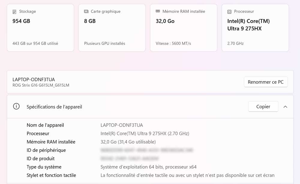 Test Asus ROG Strix G16 (2025)