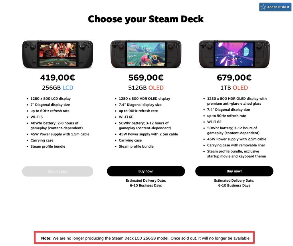 Steam Deck LCD arr&ecirc;t production