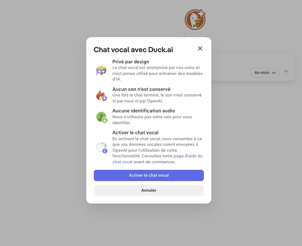Duck.ai chat vocal