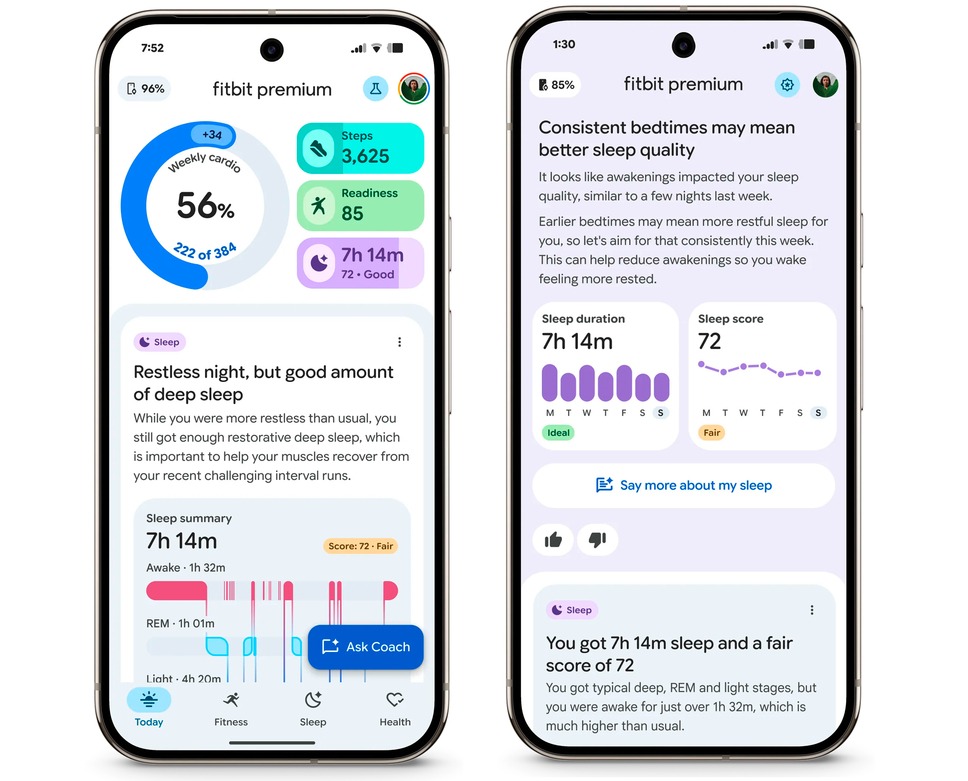 Interface coach fitbit gemini