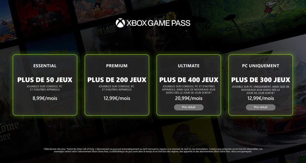Game Pass prix 2026