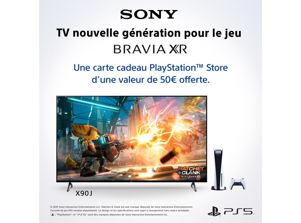 Bon Plan - Une carte cadeau PlayStation Store de 50 € offerte pour l’achat d’un téléviseur Bravia XR
