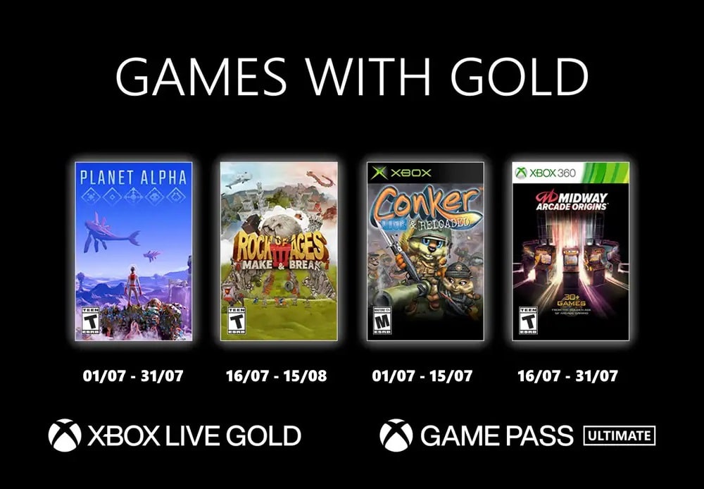 Games with Gold : les jeux Xbox gratuits du mois de juillet 2021