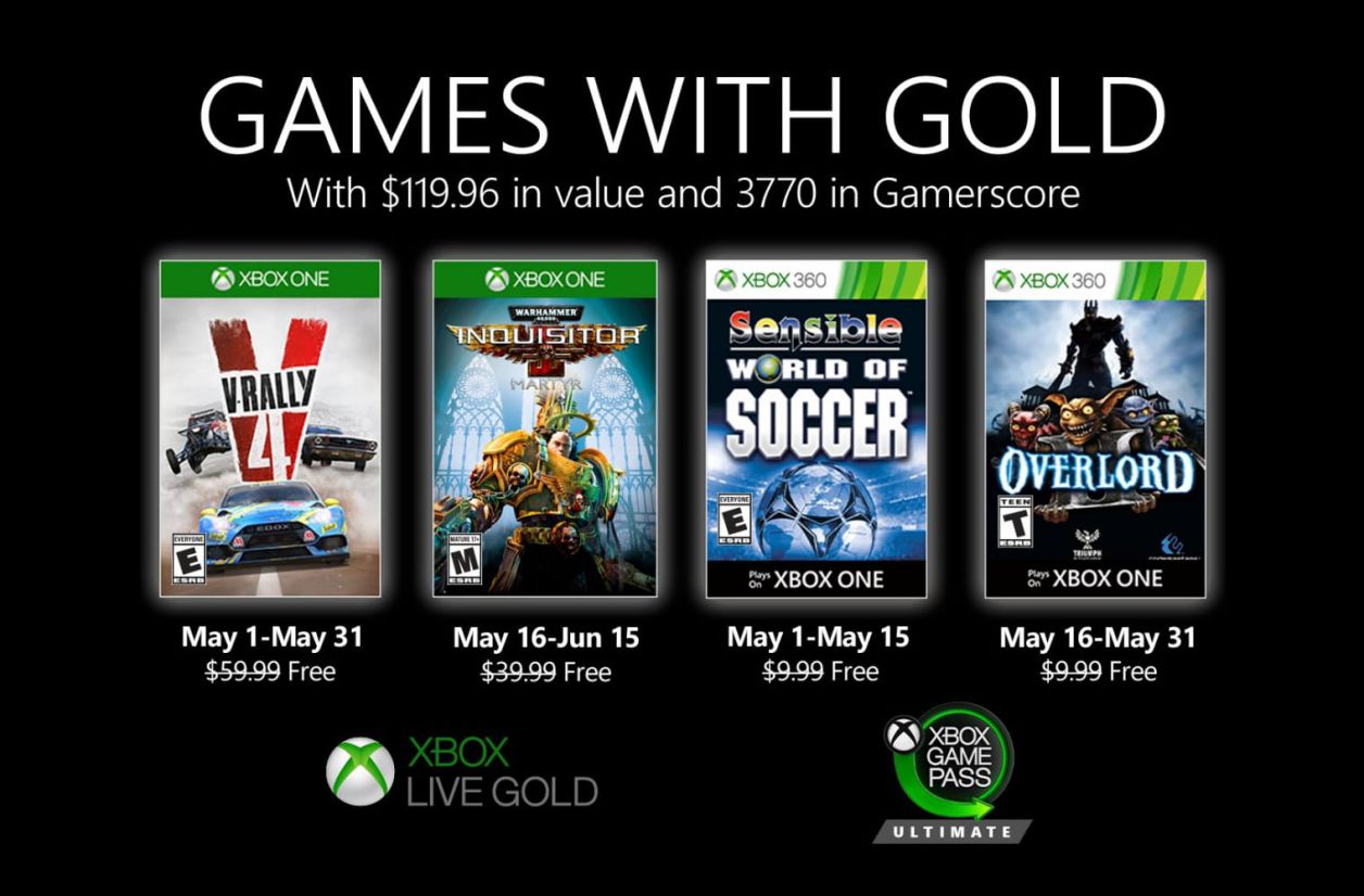 Games with Gold : quatre jeux gratuits pour les abonnés Xbox Live Gold en mai