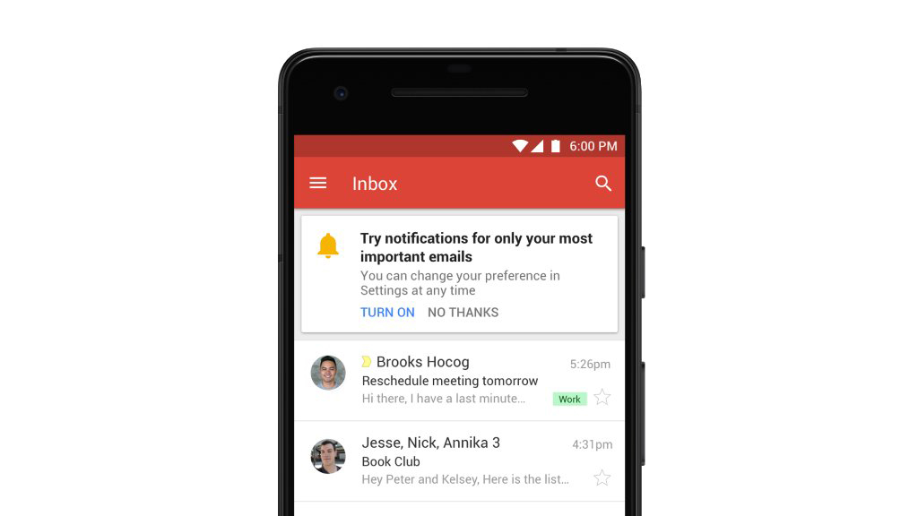 Google permet de filtrer les notifications Gmail sur iOS