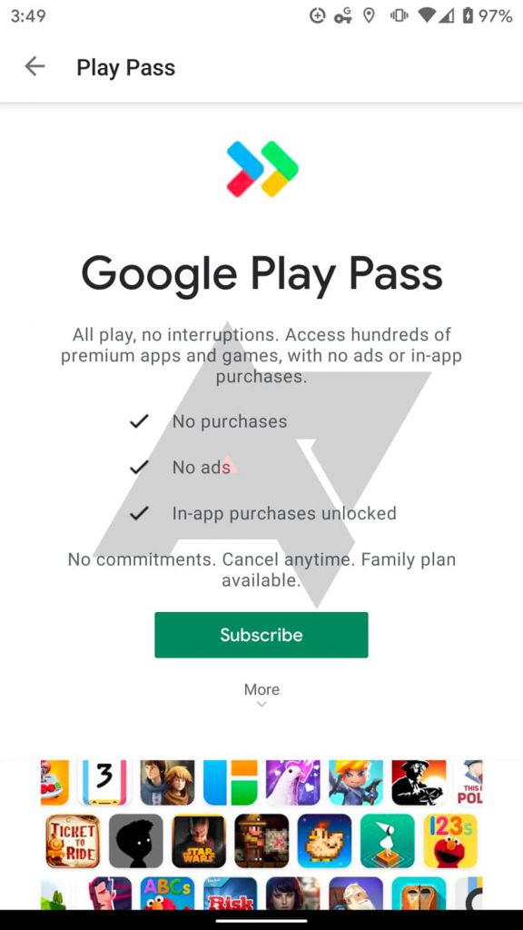 Google Play Pass : le service d'accès à apps et jeux par abonnement est en cours de test