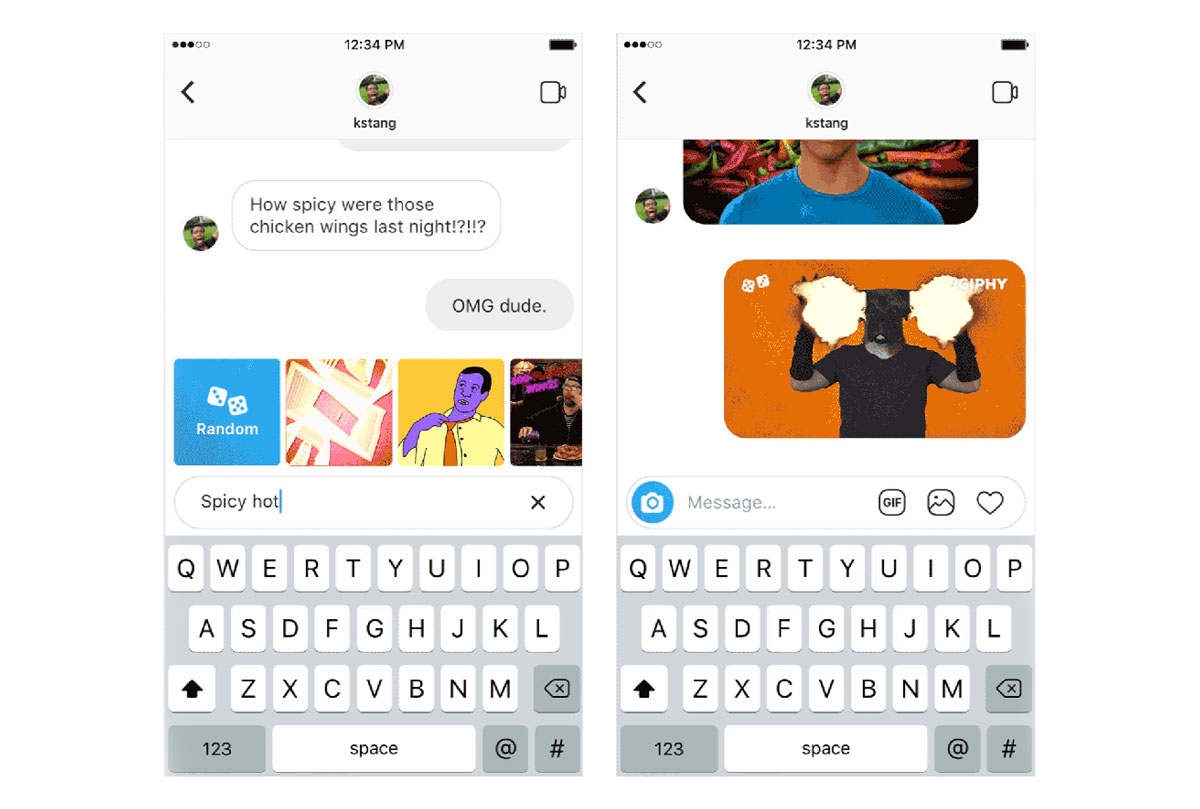 Instagram permet désormais d'envoyer des GIF dans les conversations