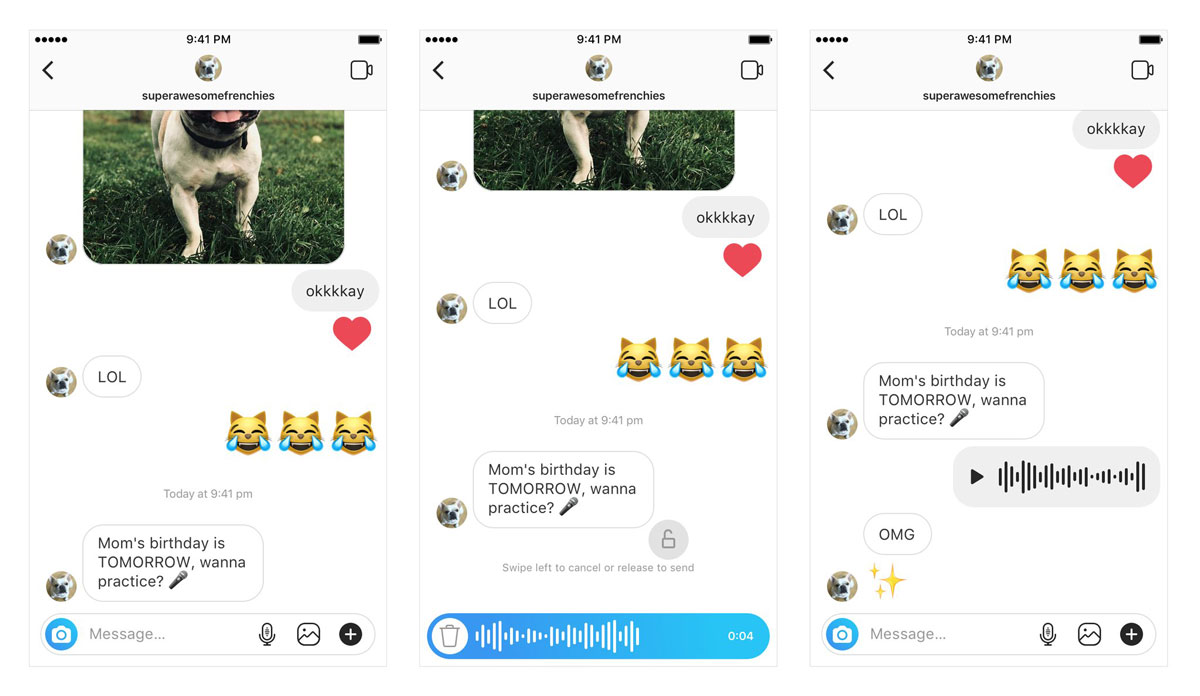 La messagerie d'Instagram permet d'envoyer des messages vocaux