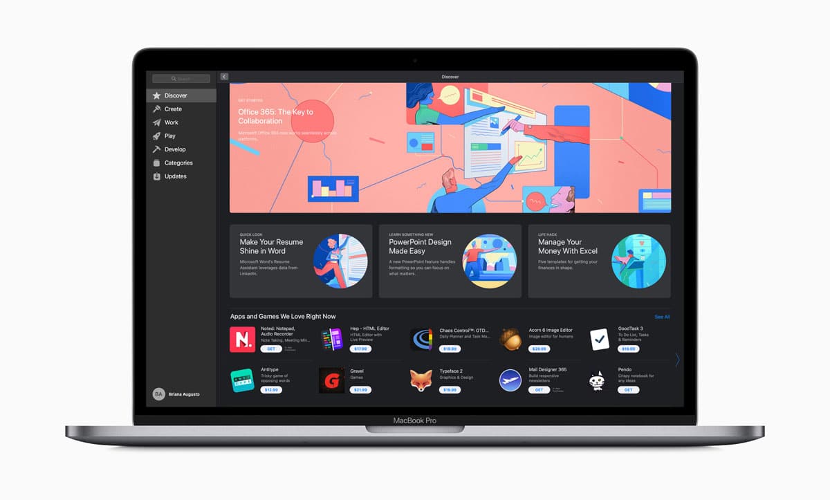 La suite Office 365 de Microsoft est disponible sur le Mac App Store