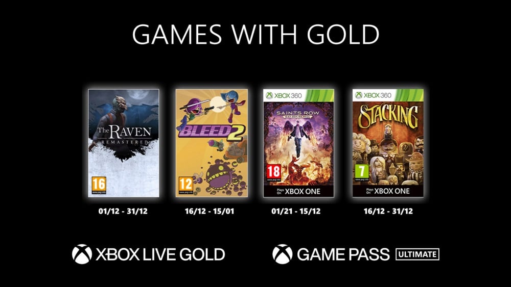 Microsoft Games with Gold : les jeux Xbox gratuits du mois de décembre 2020