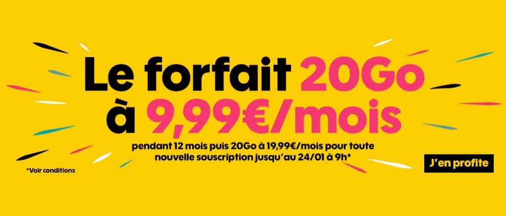 Promo mobile - Le forfait Sosh 20 Go à 9,99 euros par mois