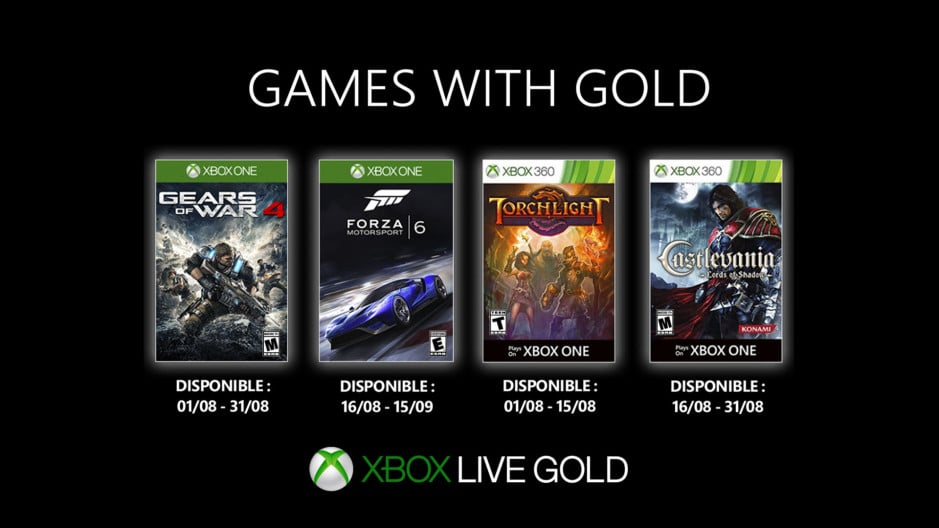 Xbox Games with Gold : les jeux gratuits d'août 2019