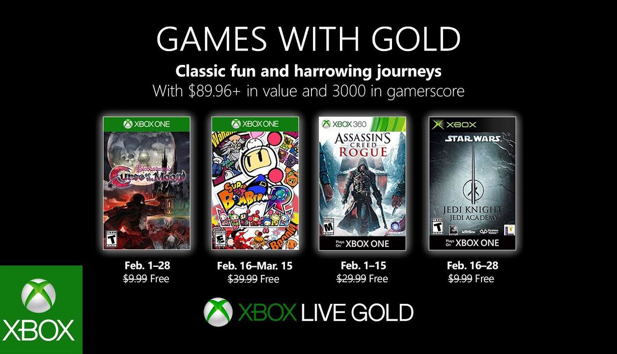 Xbox Games With Gold : les jeux gratuits de février 2019 dévoilés