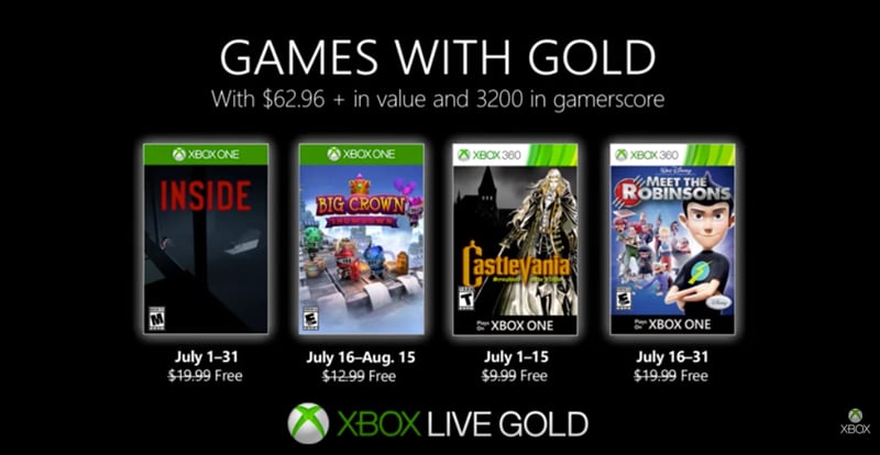 Xbox Games with Gold : les jeux gratuits de juillet 2019