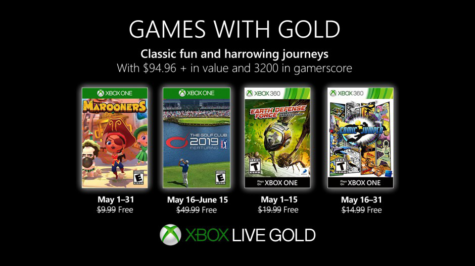 Xbox Games with Gold : les jeux gratuits de mai 2019 dévoilés